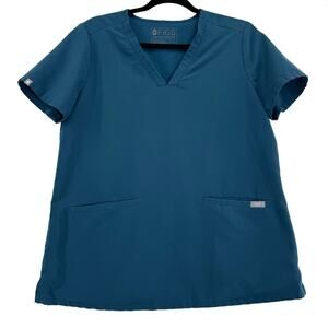 Figs Women's Casma Three-Pocket Scrub uniform Top color teal size medium